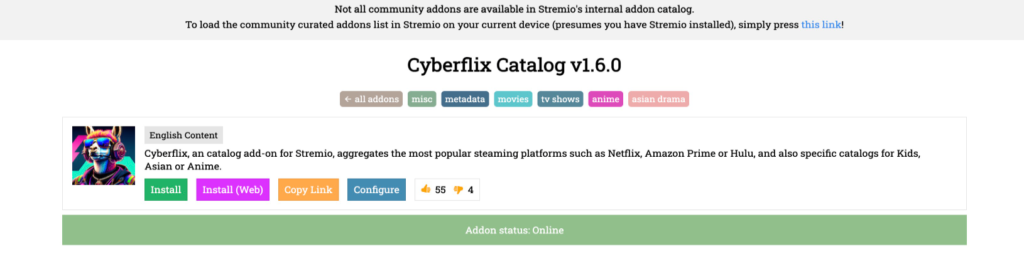 Top 10 des Meilleurs Addons Stremio 2025 - Cyberflix Catalog