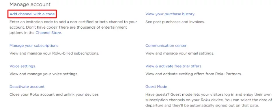 Installation IPTV sur Roku - Activer les Options Ajouter un Canal