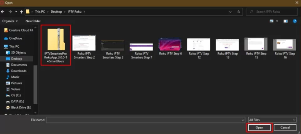 Installation IPTV sur Roku - Activer les Options Sélection du Fichier