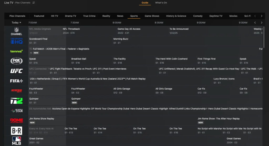 Les 17 Meilleurs Sites de Streaming Sport Gratuits 2025 ( Sans Pub ) - Plex