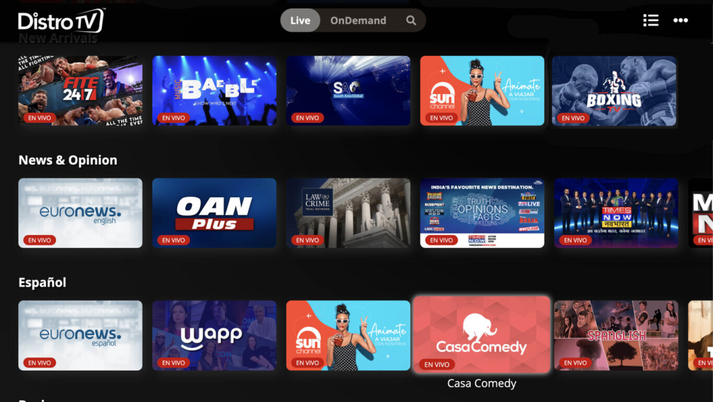 Meilleurs sites de streaming TV en direct - DistroTv