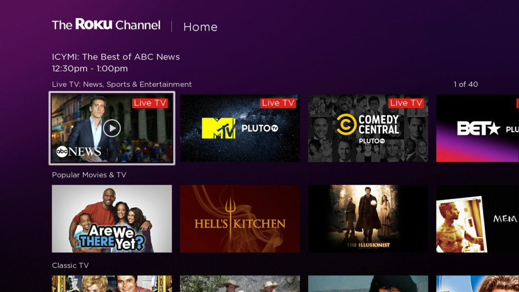 Meilleurs sites de streaming TV en direct - The Roku Channel