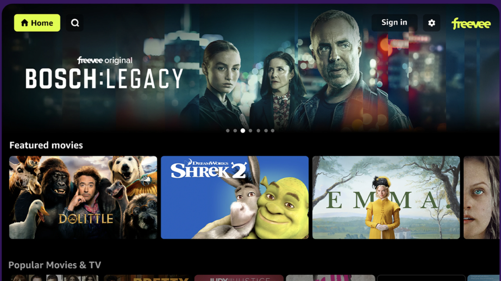 Meilleurs sites de streaming TV en direct - Freevee