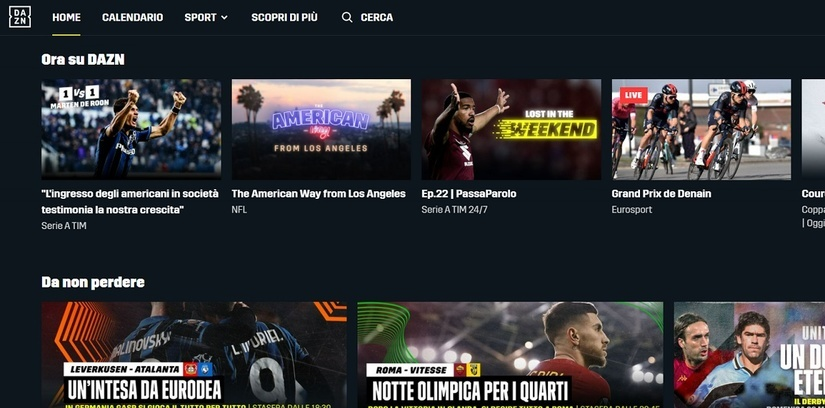 Meilleurs sites de streaming TV en direct - DAZN