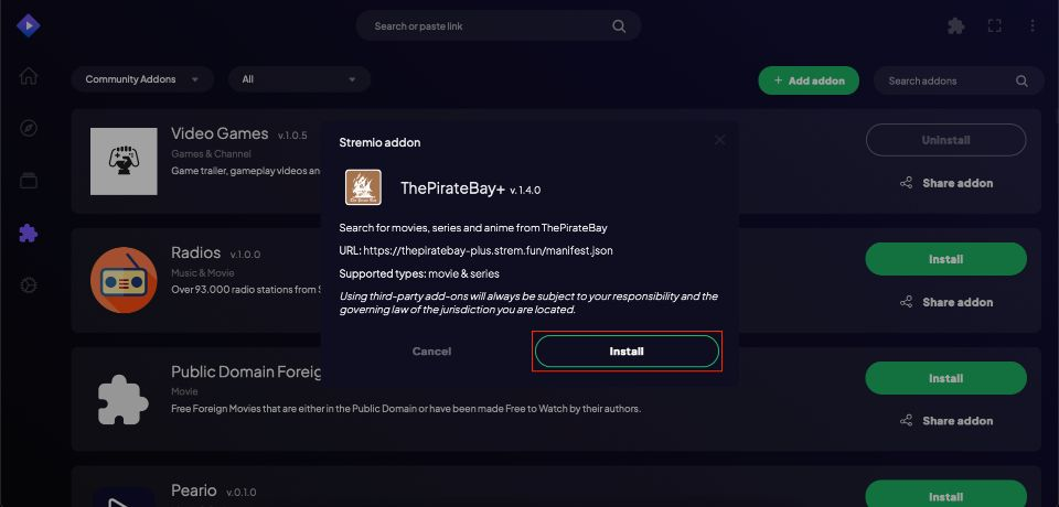 Comment Installer les Addons sur Stremio Finaliser l'installation